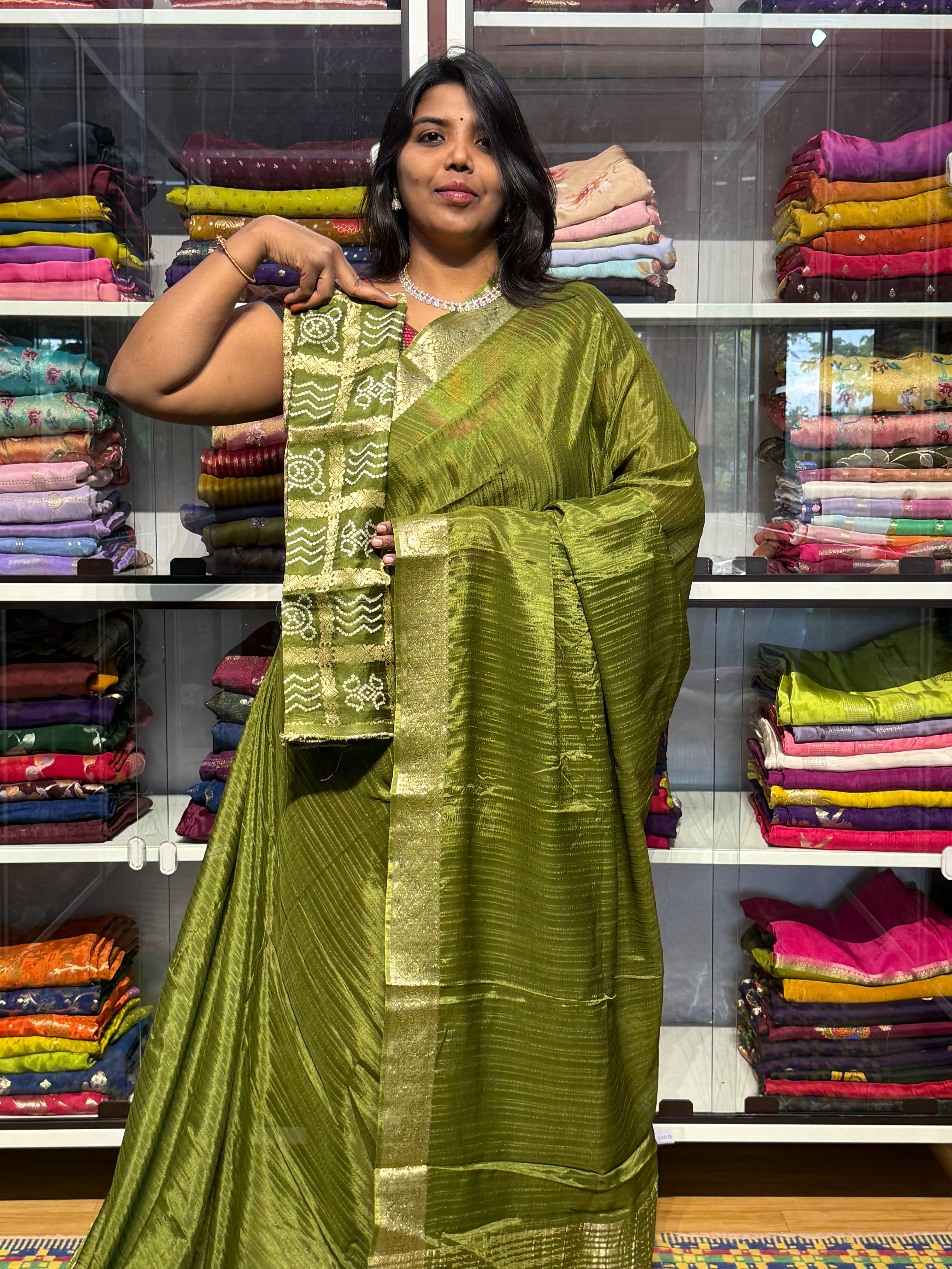 KOREAN CREPE SILK WITH BANDINI GARCHOLA BLOUSE