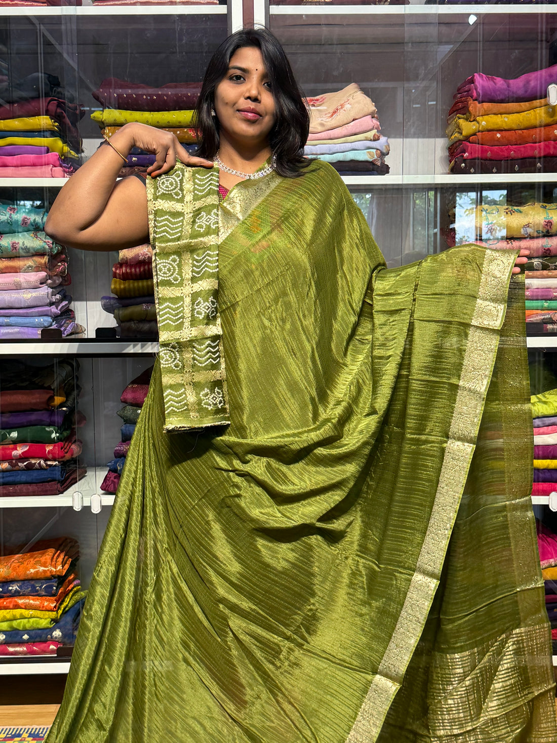 KOREAN CREPE SILK WITH BANDINI GARCHOLA BLOUSE