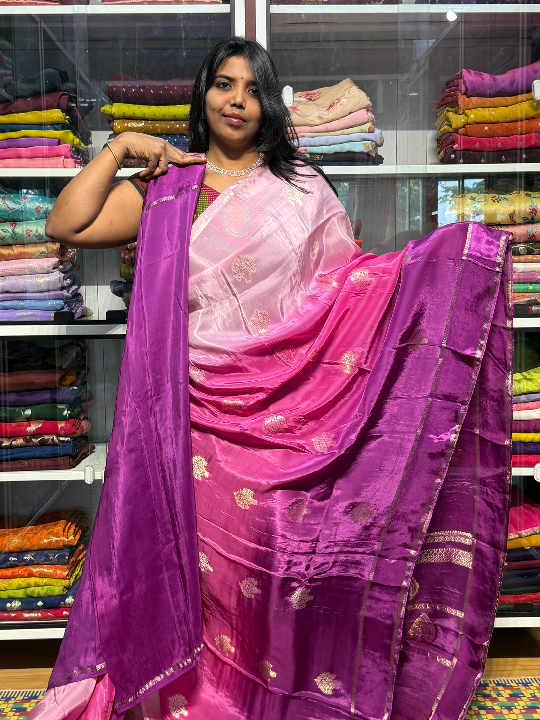DUAL SHADED CHINON SILK SAREES