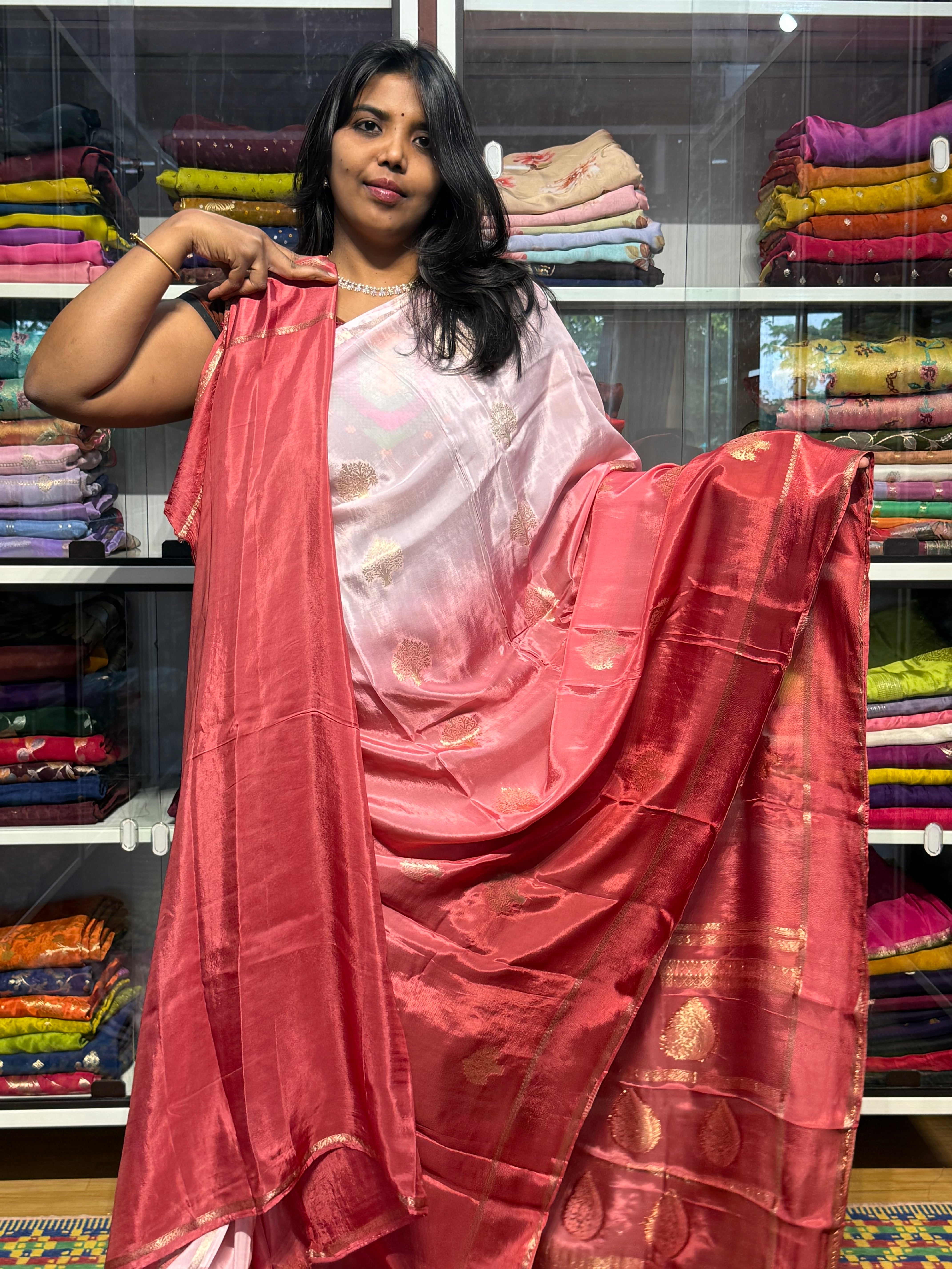 DUAL SHADED CHINON SILK SAREES