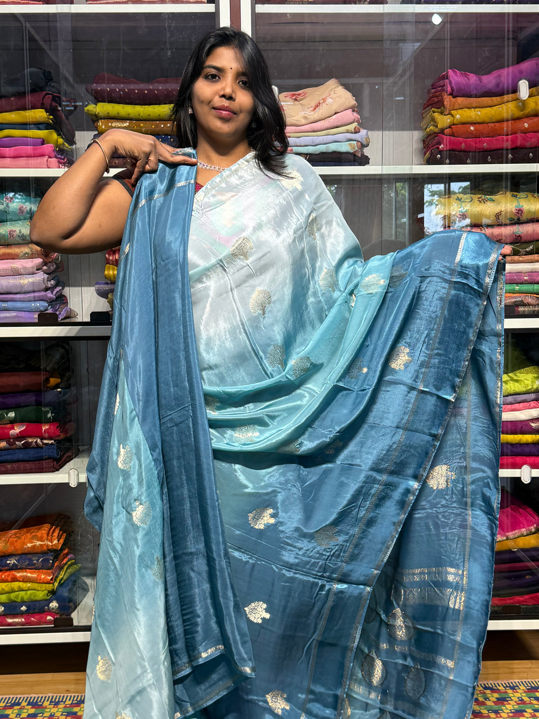 DUAL SHADED CHINON SILK SAREES