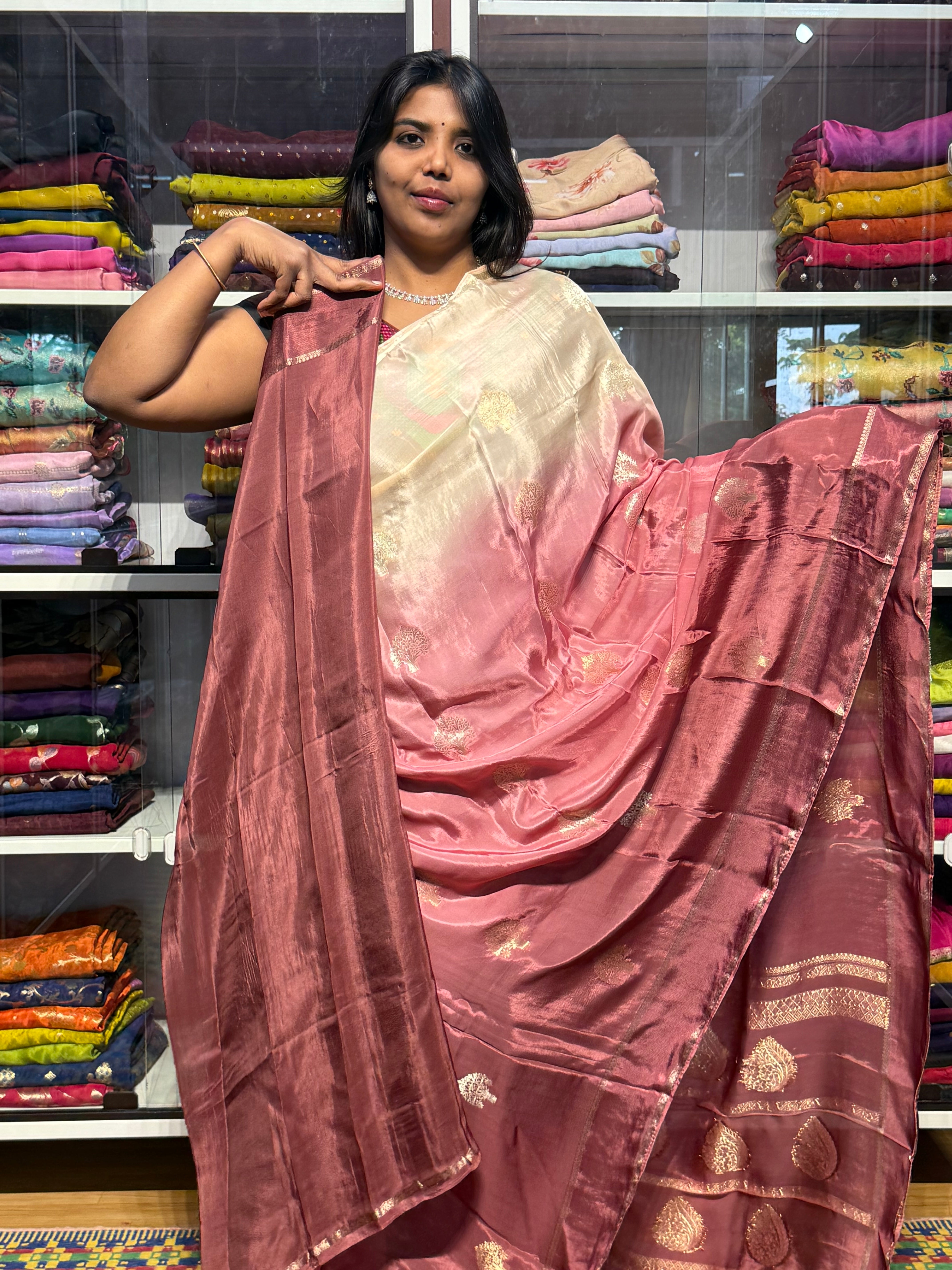 DUAL SHADED CHINON SILK SAREES