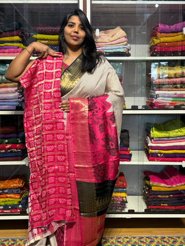 MYSORE SILK SAREES WITH DIGITAL PRINT AND GARCHOLA BLOUSE