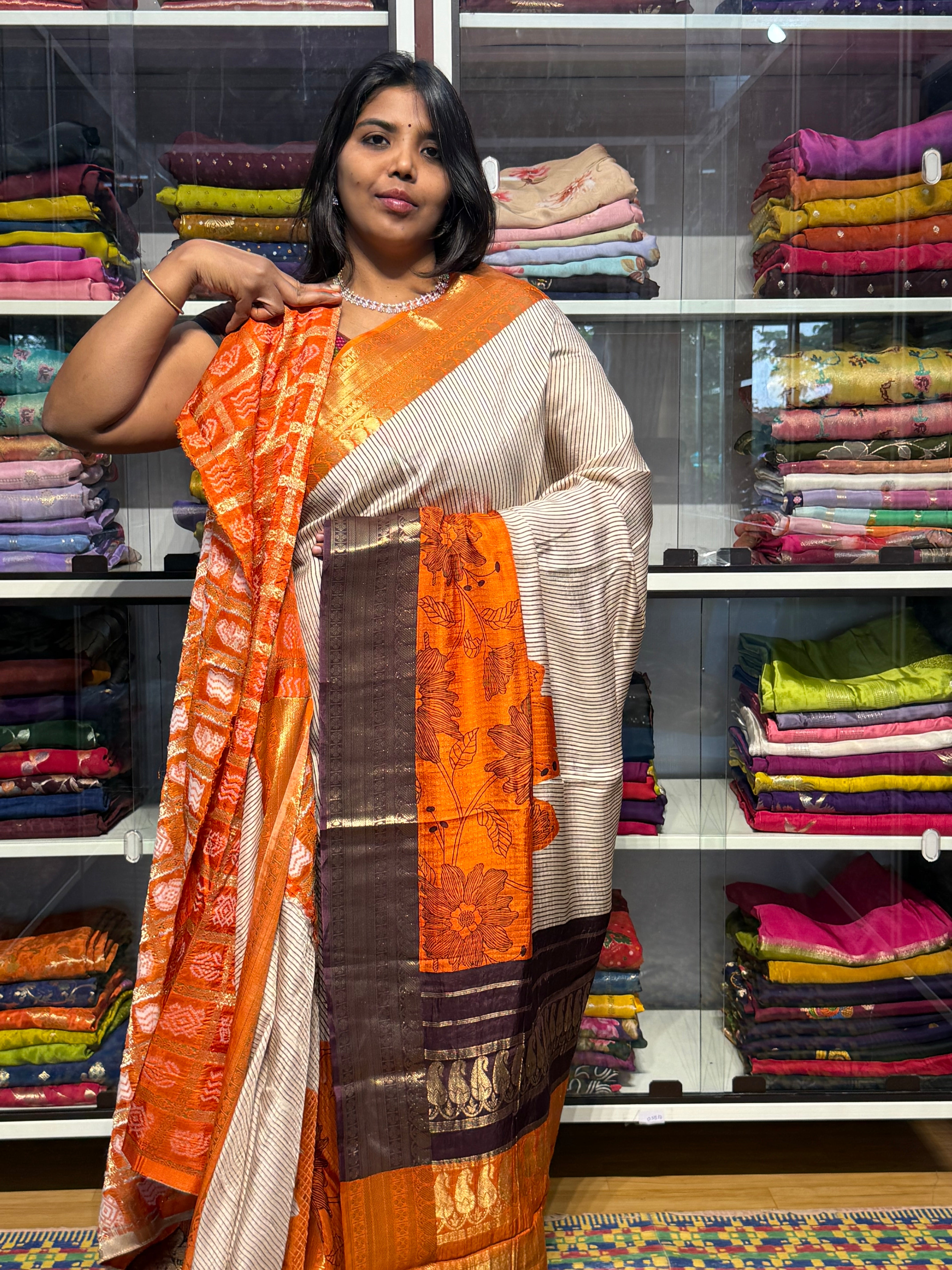 MYSORE SILK SAREES WITH DIGITAL PRINT AND GARCHOLA BLOUSE