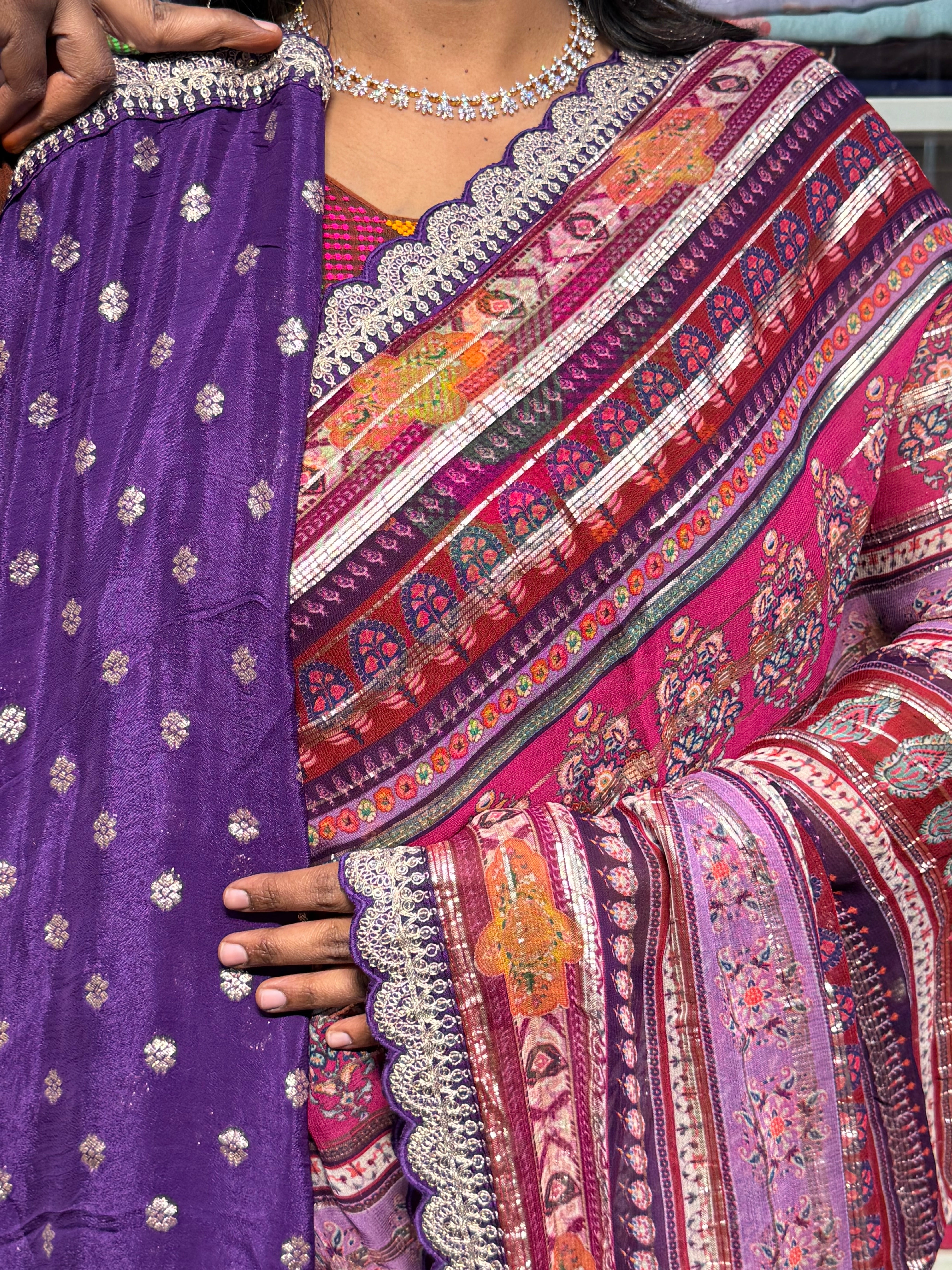 CELEBRITY INSPIRED DESIGNER PURE CHINON GEORGETTE SAREE