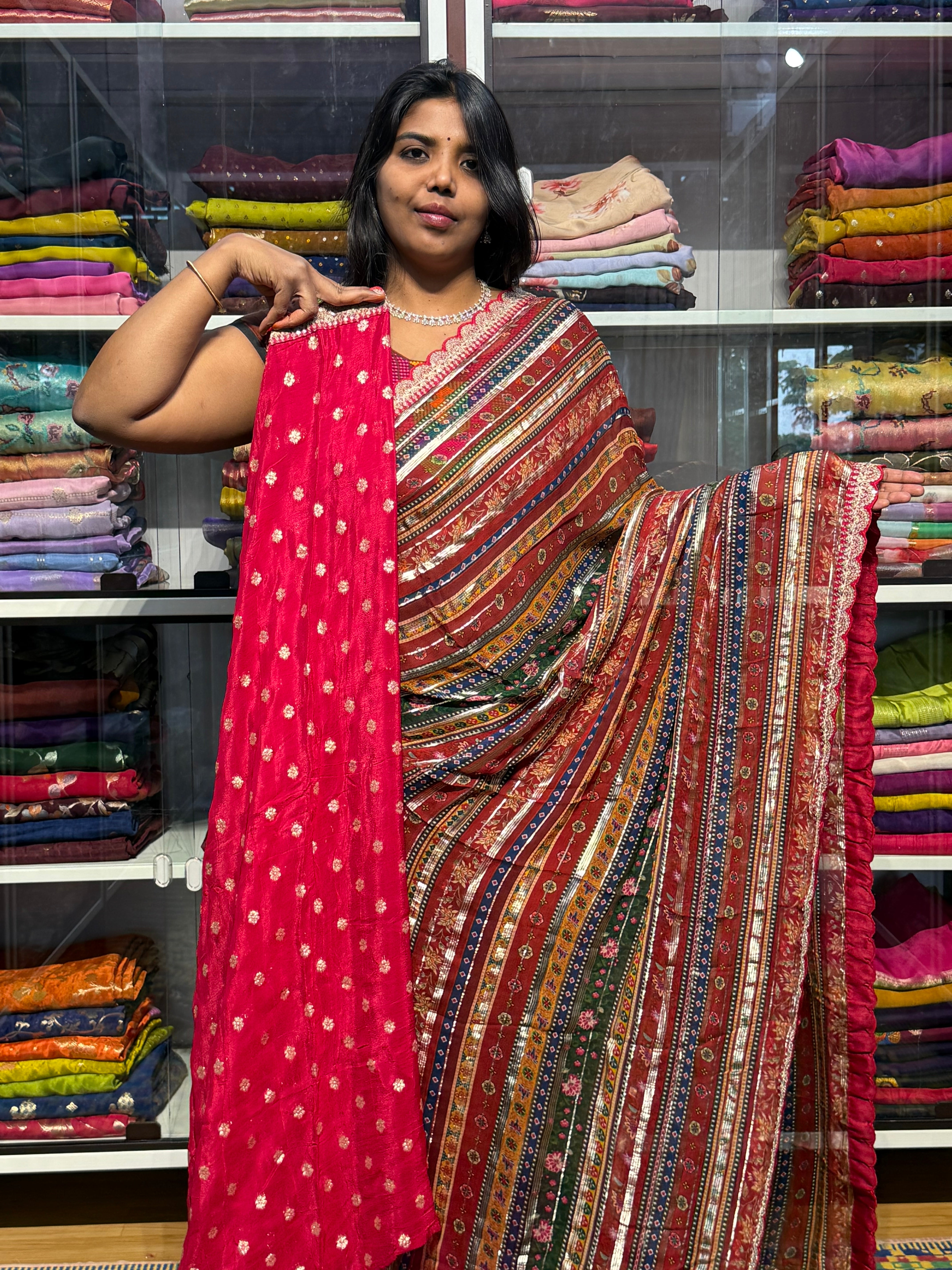 CELEBRITY INSPIRED DESIGNER PURE CHINON GEORGETTE SAREE