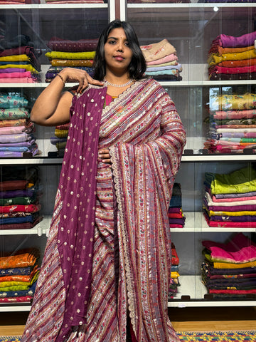CELEBRITY INSPIRED DESIGNER PURE CHINON GEORGETTE SAREE