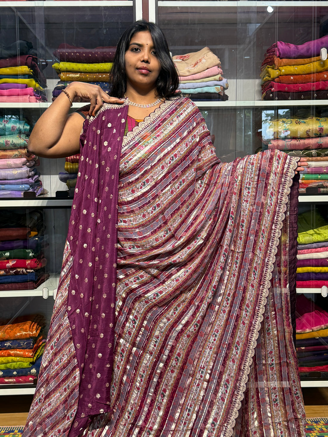 CELEBRITY INSPIRED DESIGNER PURE CHINON GEORGETTE SAREE