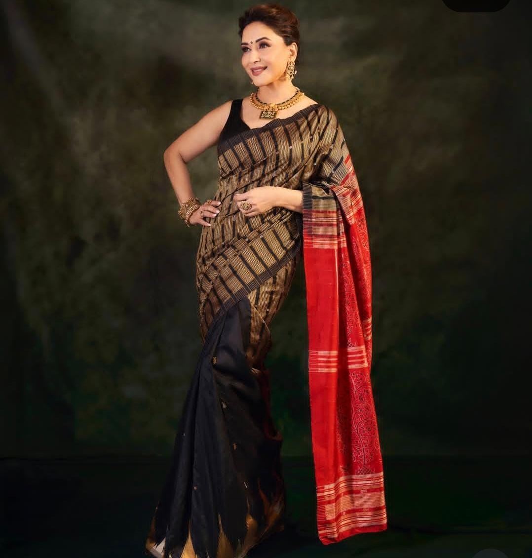 MADHURI DIXIT INSPIRED HALF AND HALF SAREE: PINK