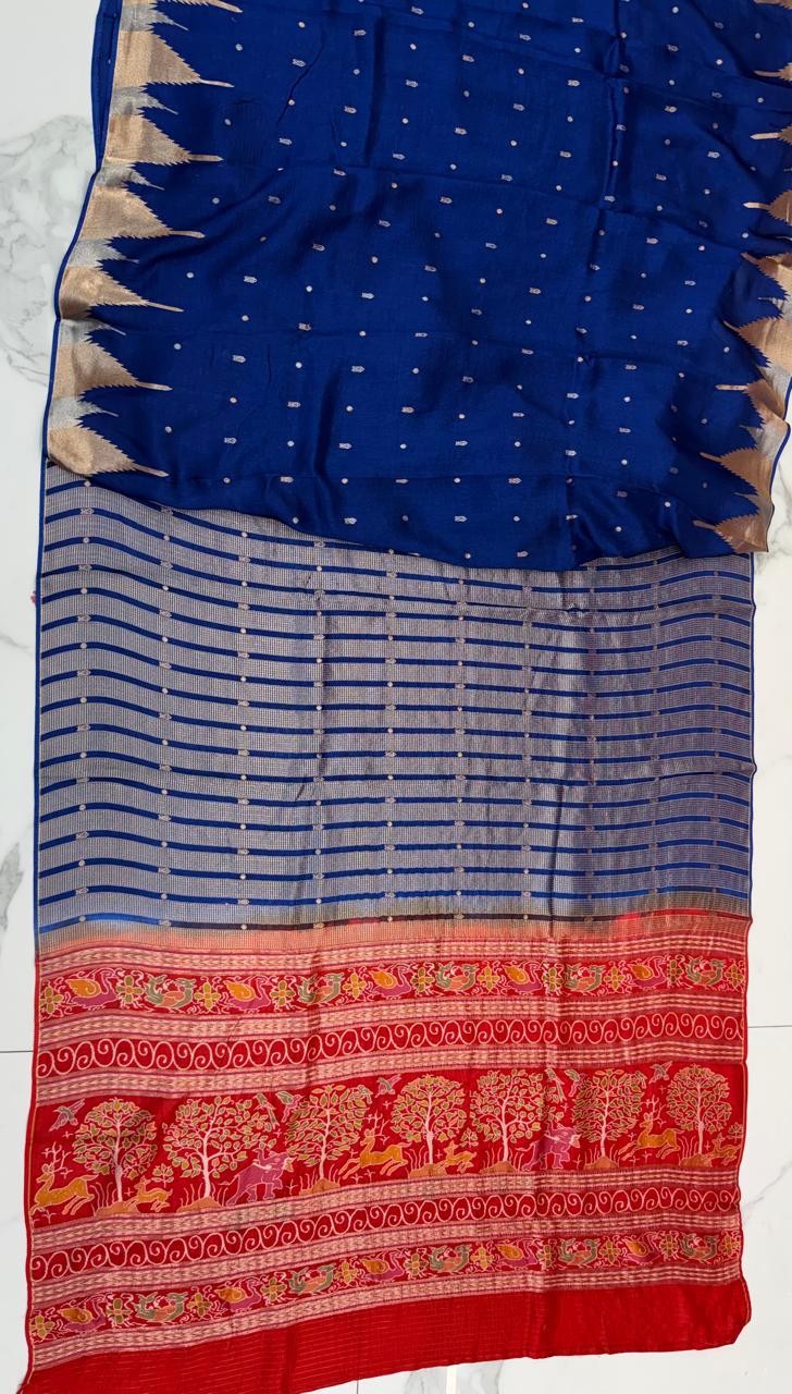 MADHURI DIXIT INSPIRED HALF AND HALF SAREE: BLUE